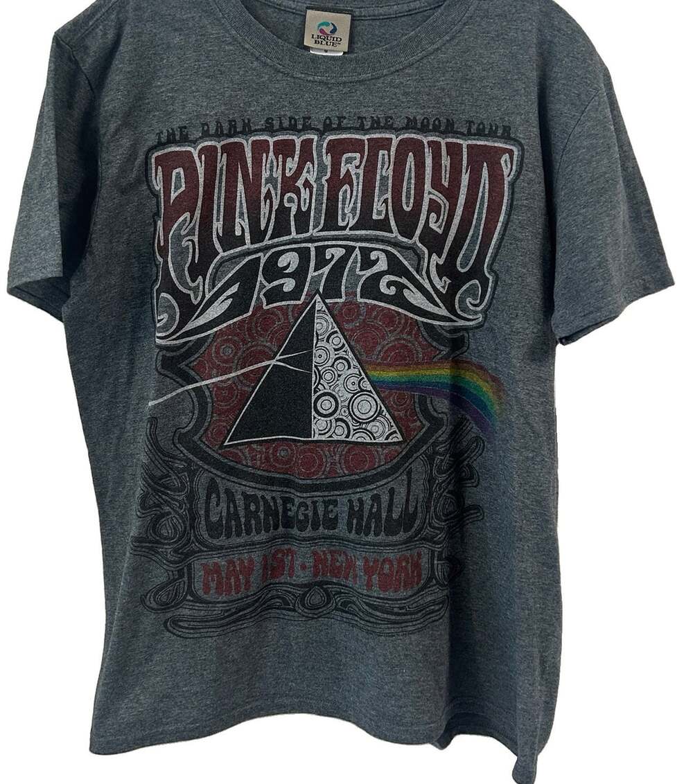 Liquid Blue Pink Floyd Dark Side T-Shirt Men L Carnegie Hall 1972 Retro Band Tee - Picture 6 of 10